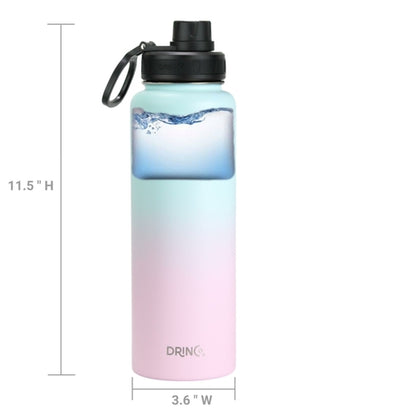 DRINCO 40oz Stainless Steel Sport Water Bottle - Extra Large Insulated Flask with Macaron Finish