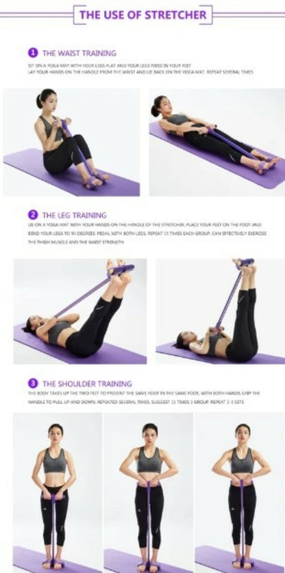 Portable Fitness Resistance Band with Pedal - 4-Tube Sit-Up Exercise Equipment for Home Workouts