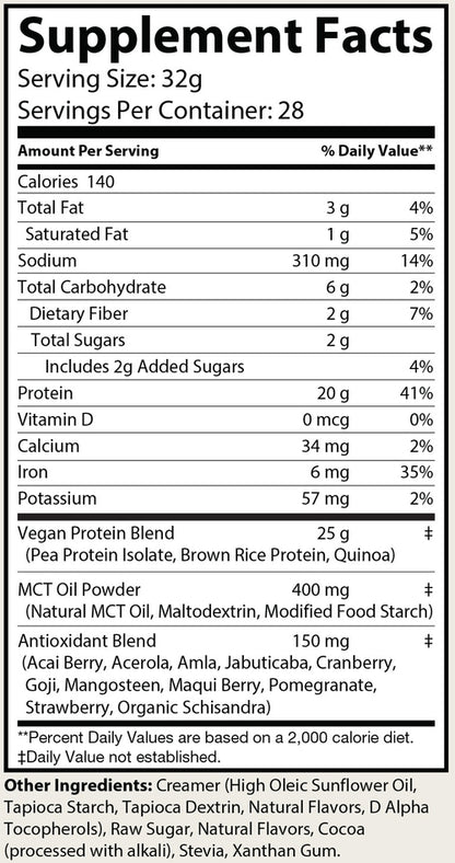 Pure Plant Protein Powder - Chocolate Flavor | Vegan Protein Supplement
