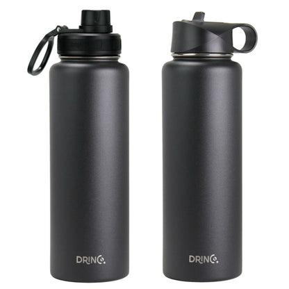 DRINCO 40oz Stainless Steel Sport Water Bottle - Extra Large Insulated Flask in Black