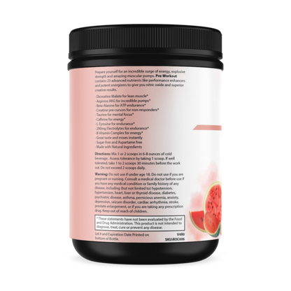Pure Energy Pre-Workout Powder - Honeydew Watermelon Flavor