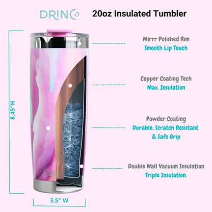 DRINCO 20oz Insulated Tumbler with Spill-Proof Lid & 2 Straws - Galaxy Stainless Steel Travel Mug