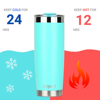 DRINCO 20oz Insulated Tumbler with Spill-Proof Lid & 2 Straws - Teal Stainless Steel Travel Mug