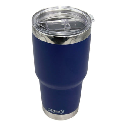 DRINCO 30oz Insulated Tumbler with Spill-Proof Lid & 2 Straws - Royal Blue Stainless Steel Travel Mug