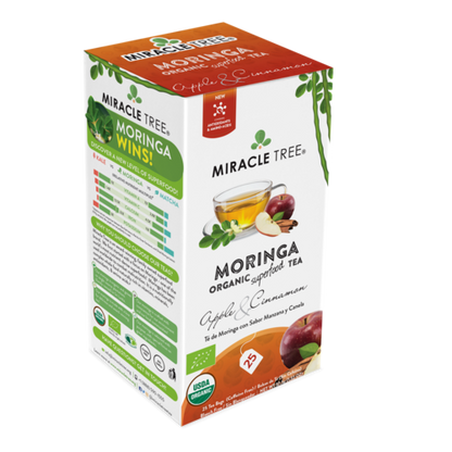Miracle Tree's Organic Moringa Tea - Apple Cinnamon Flavor, 25 Tea Bags