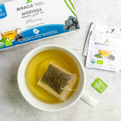 Miracle Tree's Organic Moringa Tea - Blueberry Flavor, 25 Tea Bags