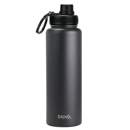 DRINCO 40oz Stainless Steel Sport Water Bottle - Extra Large Insulated Flask in Black