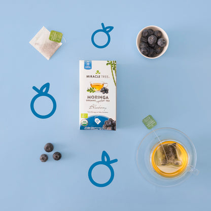 Miracle Tree's Organic Moringa Tea - Blueberry Flavor, 25 Tea Bags
