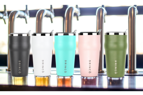 DRINCO 20oz Insulated Beer Mug with Built-In Bottle Opener THOR - Pale Pink Stainless Steel Tumbler