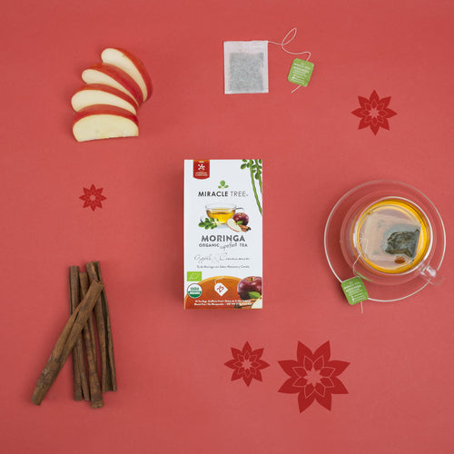 Miracle Tree's Organic Moringa Tea - Apple Cinnamon Flavor, 25 Tea Bags