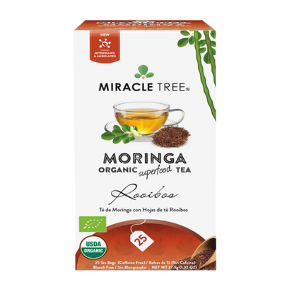 Miracle Tree's Organic Moringa Tea - Rooibos Flavor, 25 Tea Bags