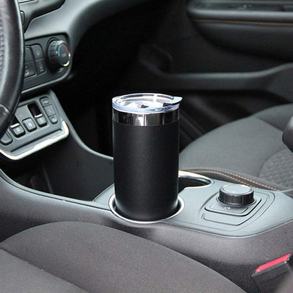 DRINCO 20oz Insulated Tumbler with Spill-Proof Lid & 2 Straws - Black Stainless Steel Travel Mug