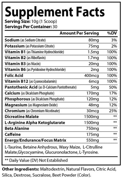 Pure Energy Pre-Workout Powder - Honeydew Watermelon Flavor