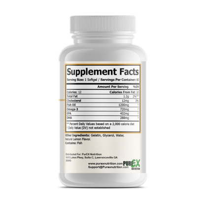 Pure Omega-3 Fish Oil Supplement - Heart Health & Brain Support