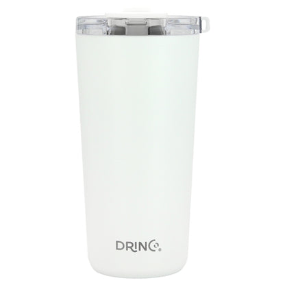 DRINCO 20oz Insulated Tumbler with Spill-Proof Lid & 2 Straws - Arctic White Stainless Steel Travel Mug