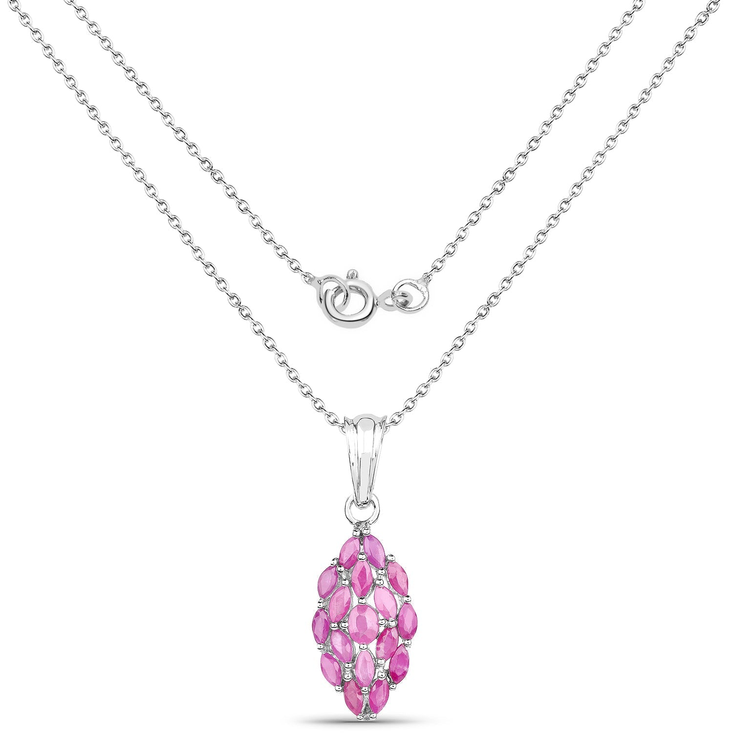 1.66 Carat Genuine Ruby .925 Sterling Silver Pendant  DestGlow