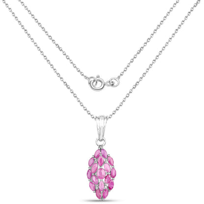 1.66 Carat Genuine Ruby .925 Sterling Silver Pendant  DestGlow