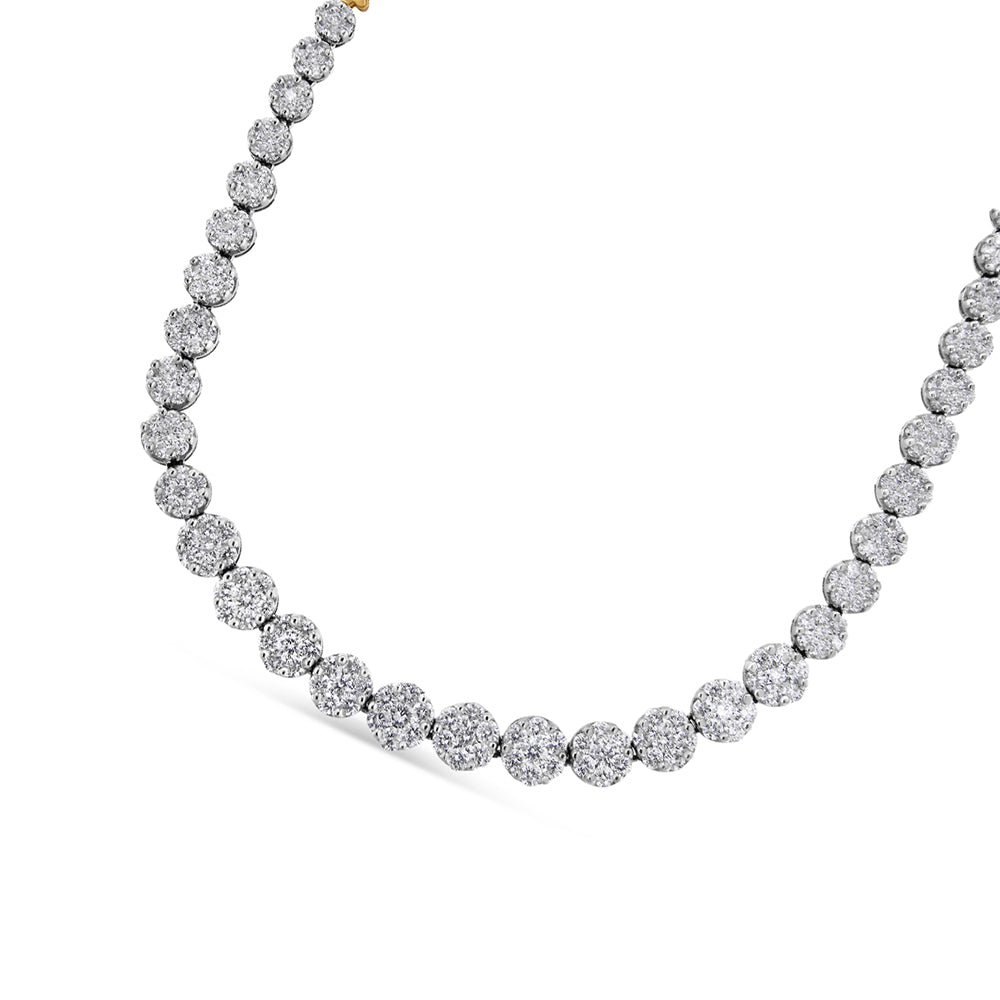IGI Certified 14K Yellow Gold 14 3/4 cttw Pave Set Round-Cut Diamond Riviera Necklace (F-G Color, S2-I1 Clarity) by Bids.com