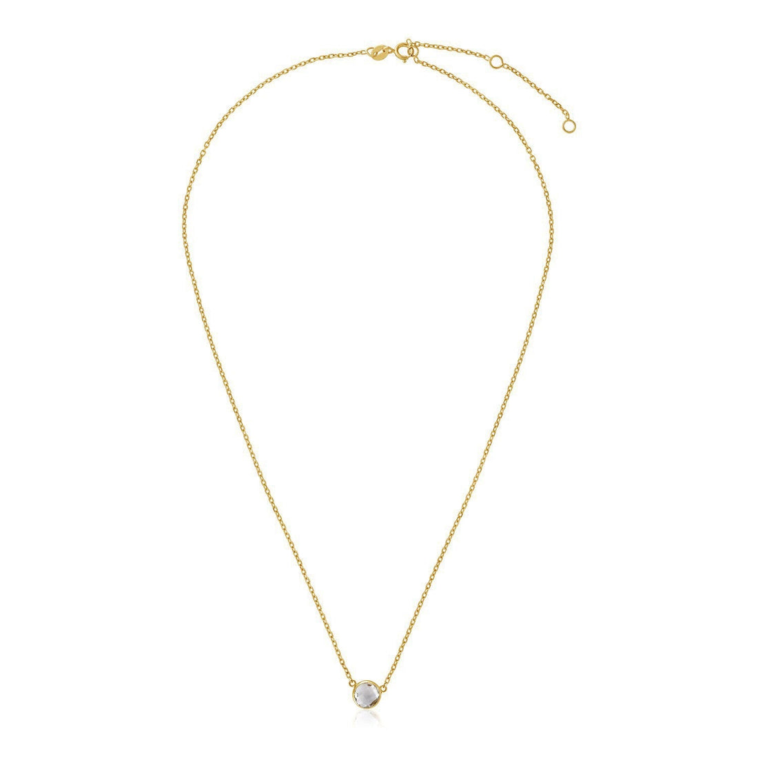 14k Yellow Gold 17 inch Necklace with Round White Topaz  DestGlow