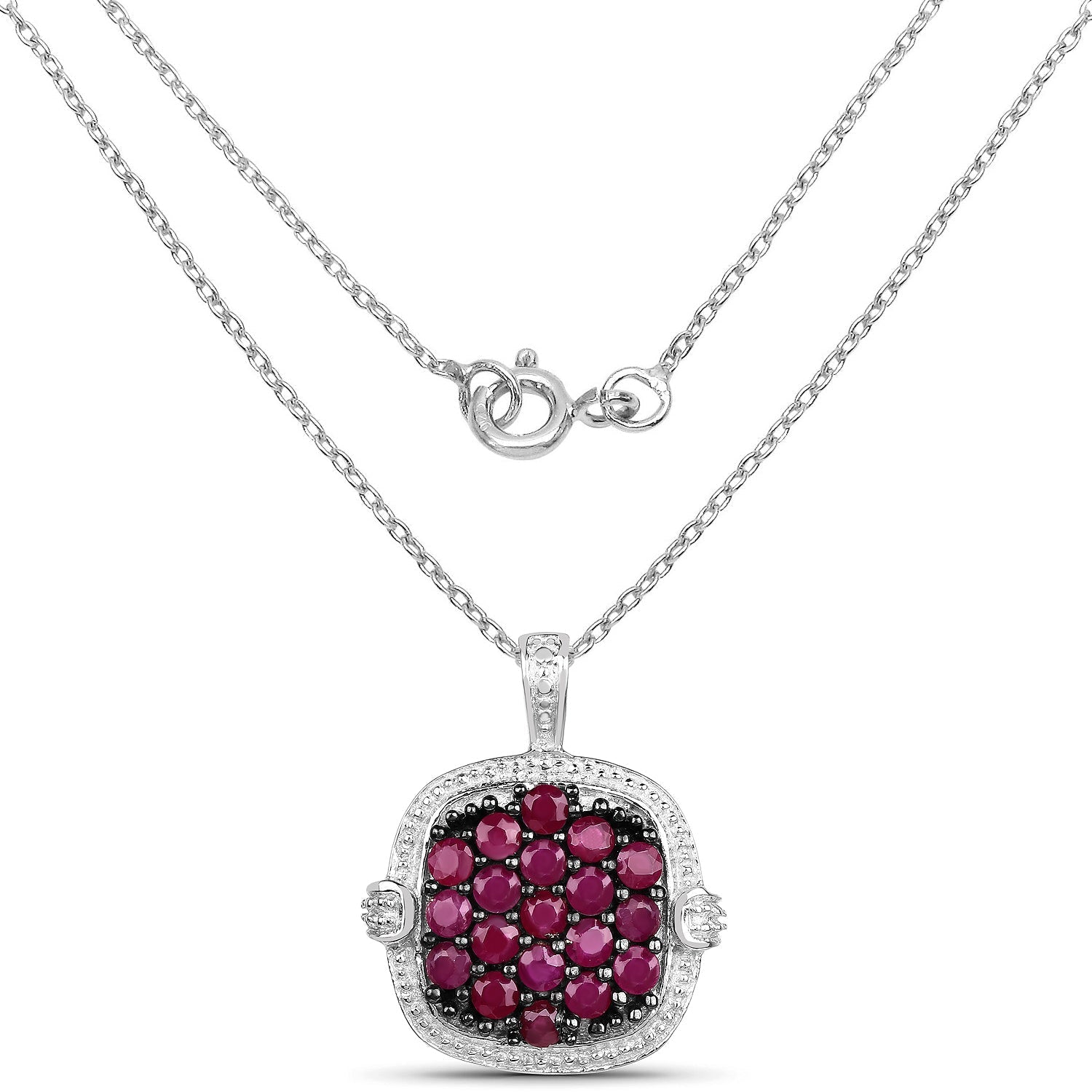 1.43 Carat Genuine Ruby .925 Sterling Silver Pendant  DestGlow