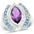 3.06 Carat Genuine Amethyst and London Blue Topaz .925 Sterling Silver Ring by Bids.com