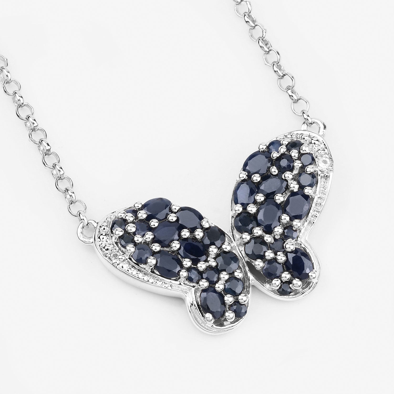 3.83 Carat Genuine Blue Sapphire and White Zircon .925 Sterling Silver Pendant by Bids.com