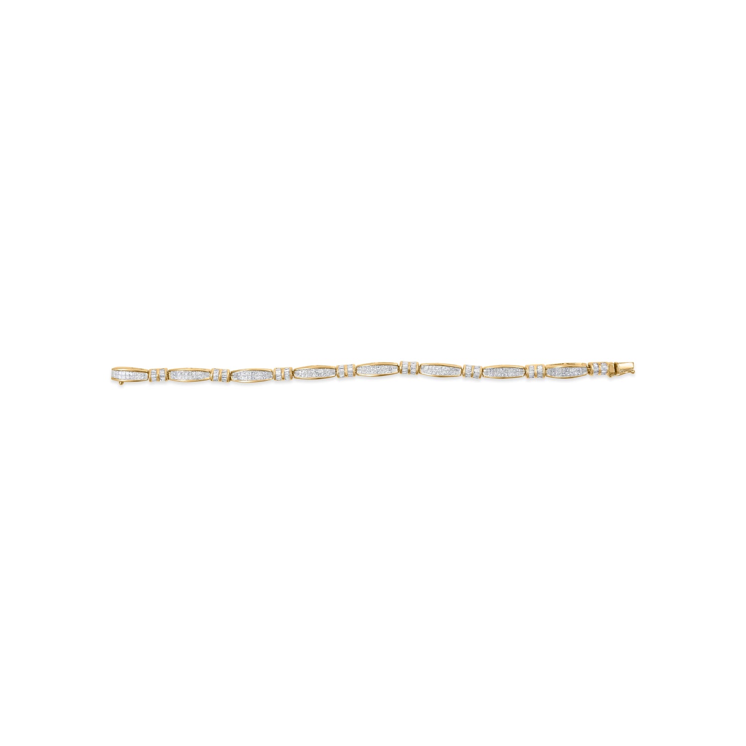 14K Yellow Gold Princess and Baguette Cut Diamond Beaded Bracelet (3.00 cttw, H-I Color, SI1-SI2 Clarity) by Bids.com