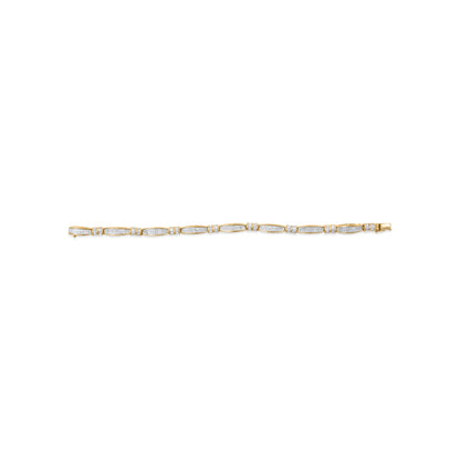 14K Yellow Gold Princess and Baguette Cut Diamond Beaded Bracelet (3.00 cttw, H-I Color, SI1-SI2 Clarity) by Bids.com