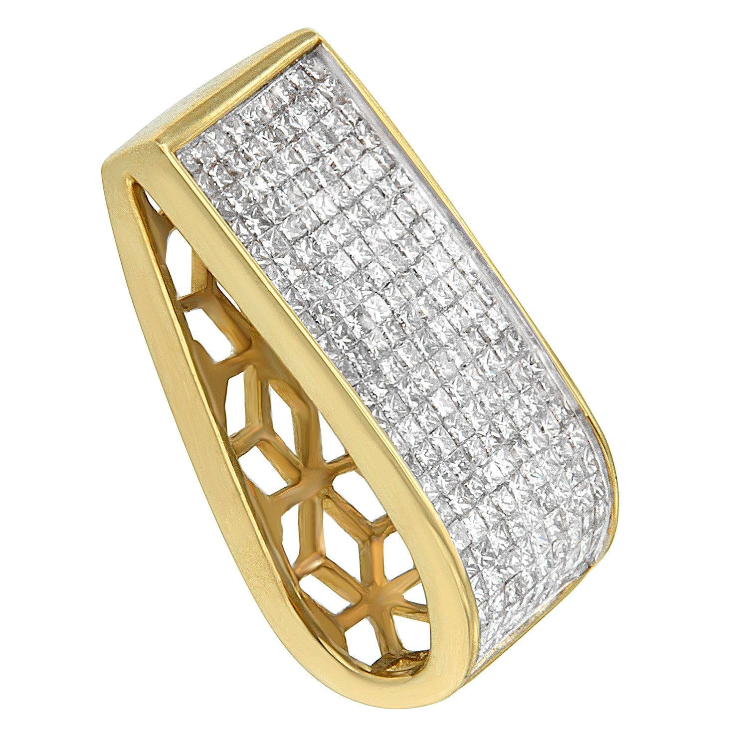 14K Yellow Gold Princess Cut Diamond Block Pendant Necklace (2 5/8 cttw, H-I Color, SI2-I1 Clarity) by Bids.com