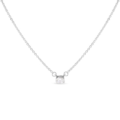 14K White Gold 1/4 Cttw Lab Grown Oval Solitaire Diamond East West 18" Pendant Necklace (G-H Color, VS2-SI1 Clarity) by Bids.com