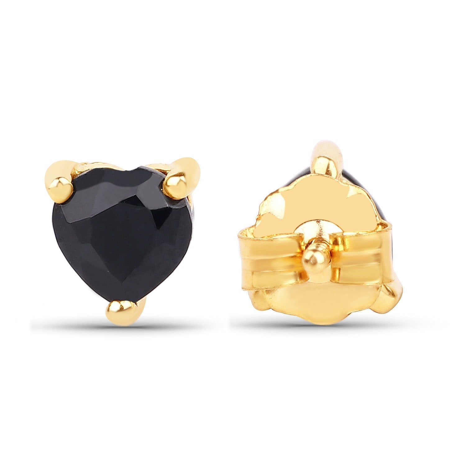 0.70 Carat Genuine Black Sapphire 14K Yellow Gold Earrings  DestGlow