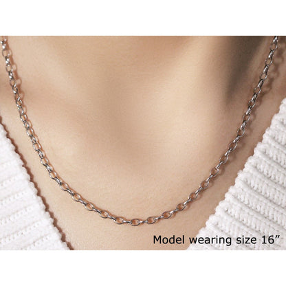 3.2mm 14k White Gold Oval Rolo Chain by Bids.com