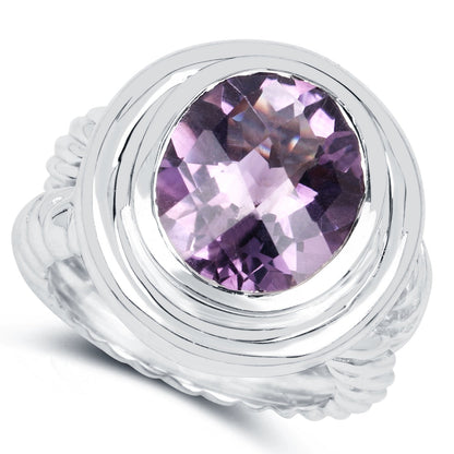6.92 Carat Genuine Amethyst .925 Sterling Silver Ring  DestGlow