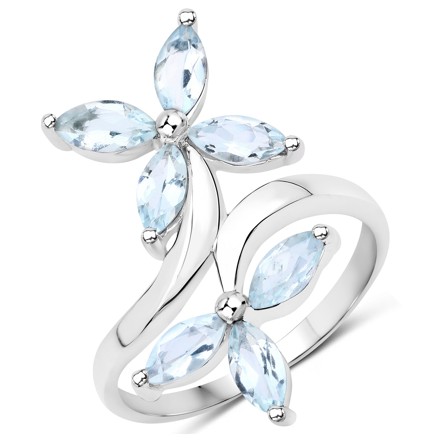 1.54 Carat Genuine Aquamarine .925 Sterling Silver Ring  DestGlow
