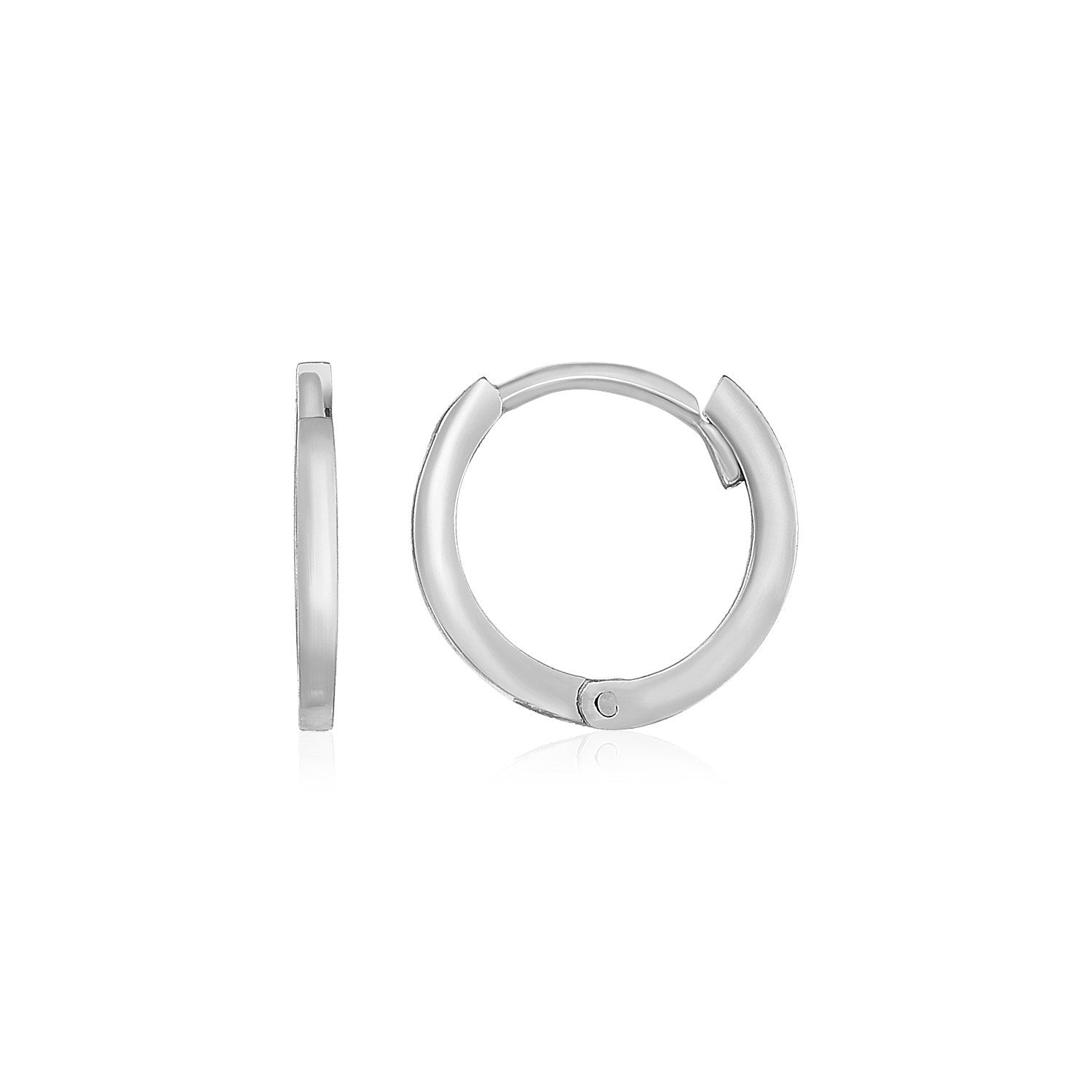 14k White Gold Petite Polished Round Hoop Earrings  DestGlow
