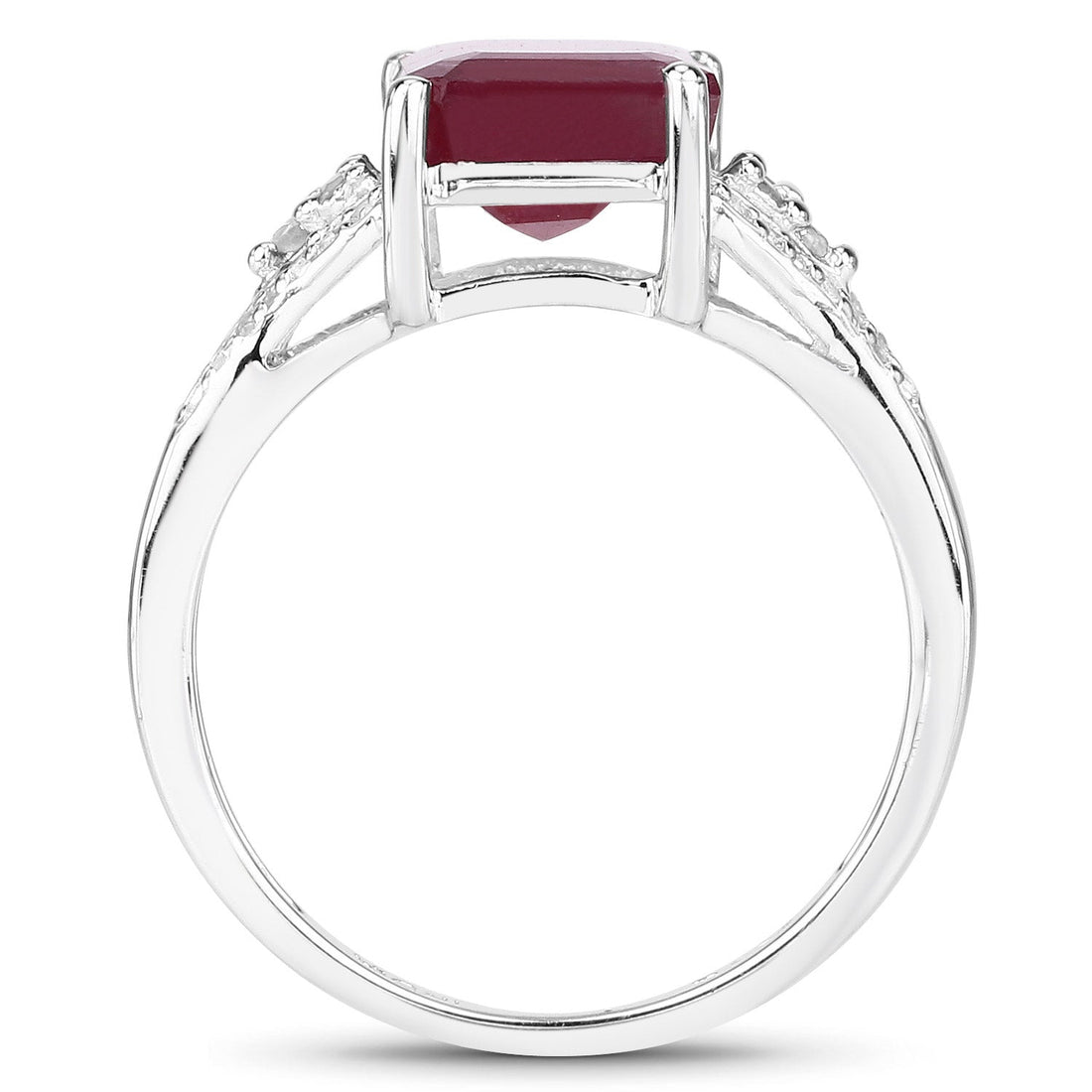 4.49 Carat Glass Filled Ruby and White Topaz .925 Sterling Silver Ring by Bids.com