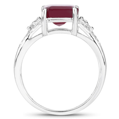 4.49 Carat Glass Filled Ruby and White Topaz .925 Sterling Silver Ring by Bids.com