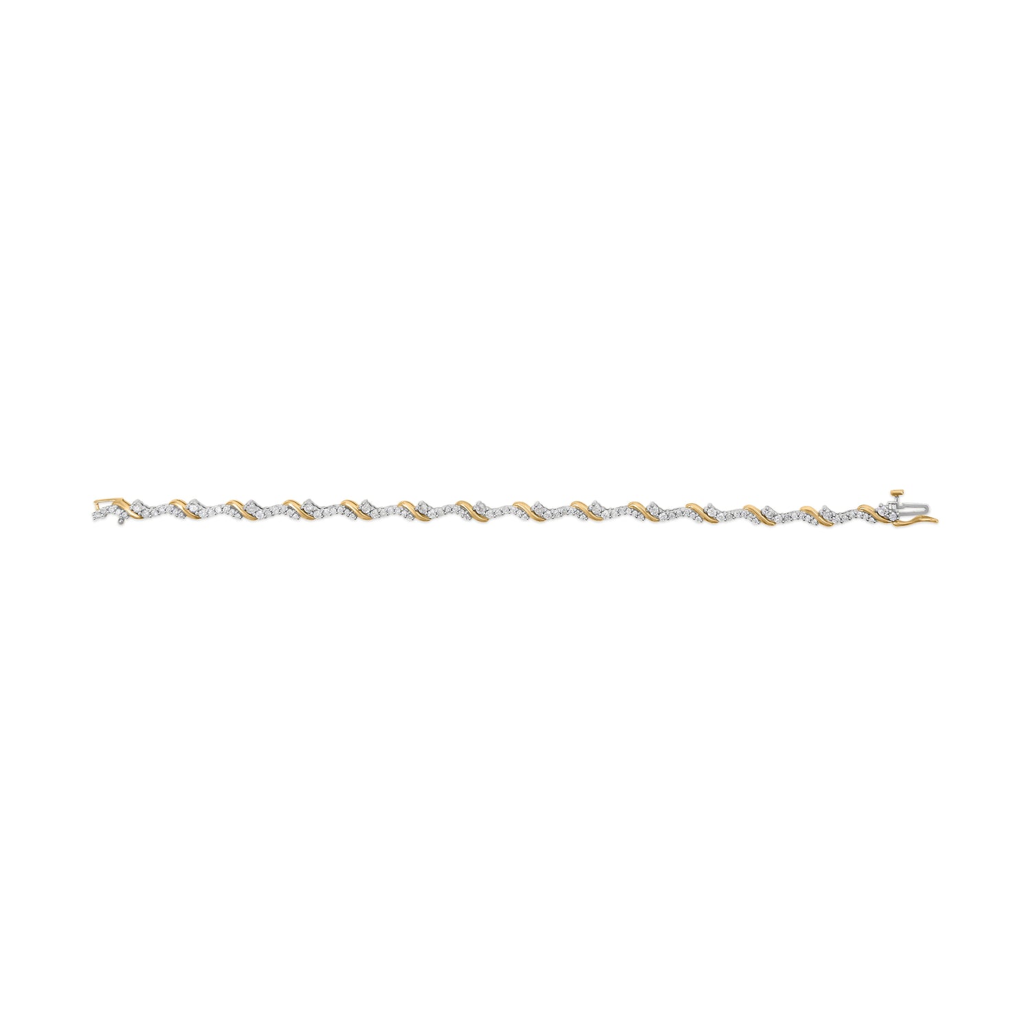 10K Yellow and White Gold 2.00 Cttw Diamond "S" Link 7" Bracelet (H-I Color, I2-I3 Clarity) by Bids.com