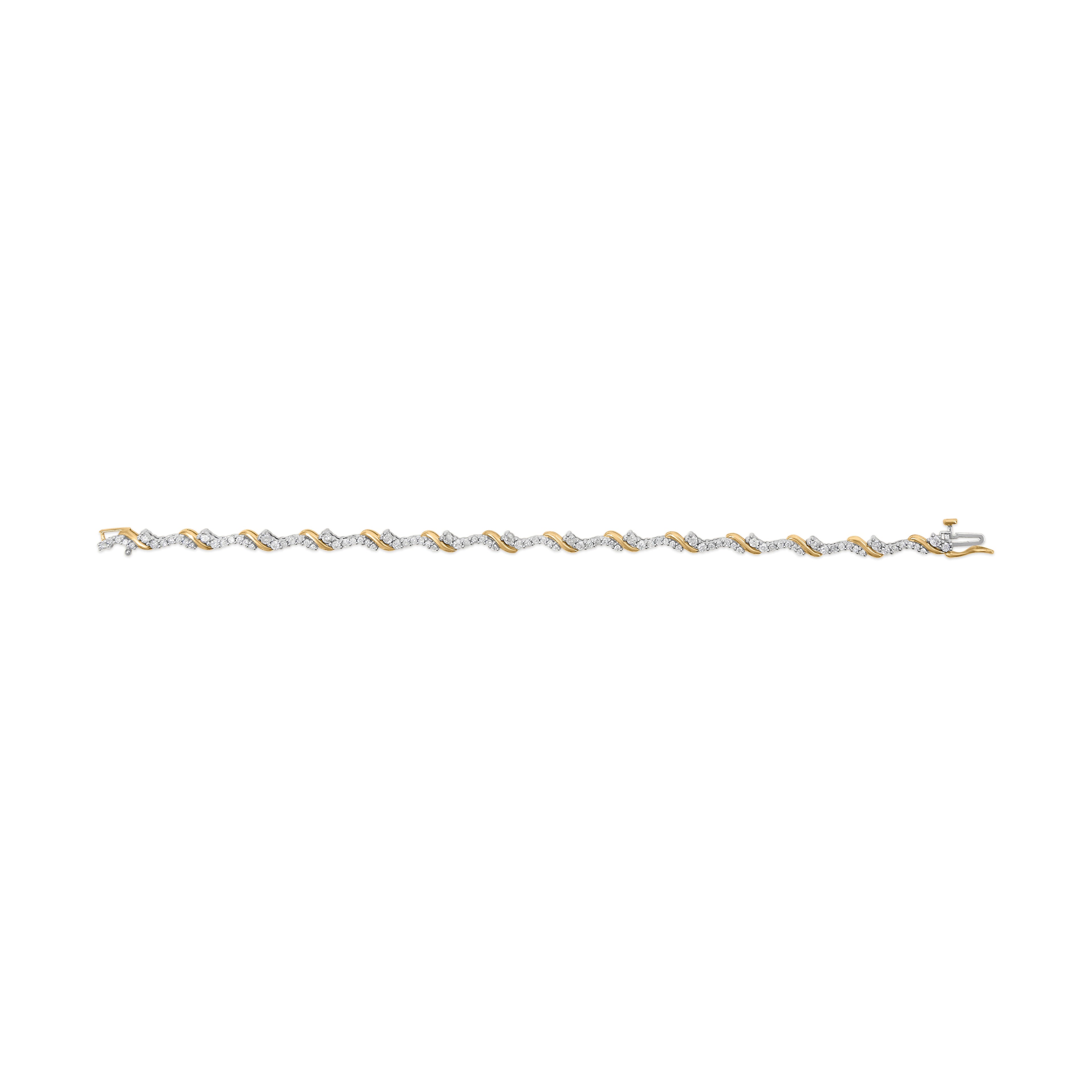 10K Yellow and White Gold 2.00 Cttw Diamond "S" Link 7" Bracelet (H-I Color, I2-I3 Clarity) by Bids.com