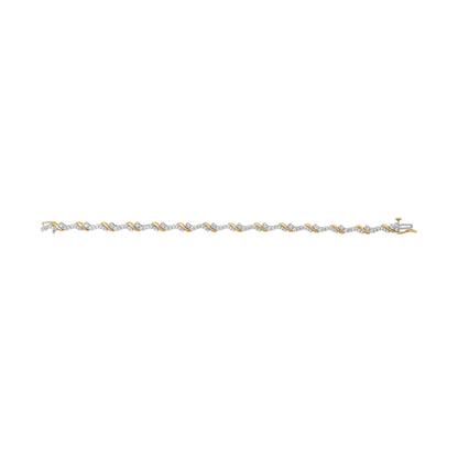 10K Yellow and White Gold 2.00 Cttw Diamond "S" Link 7" Bracelet (H-I Color, I2-I3 Clarity) by Bids.com