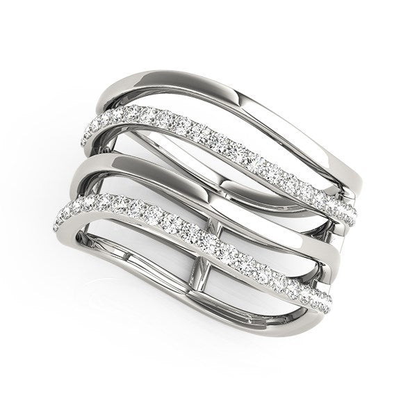 14k White Gold Multiple Band Design Ring with Diamonds (3/8 cttw) by Bids.com