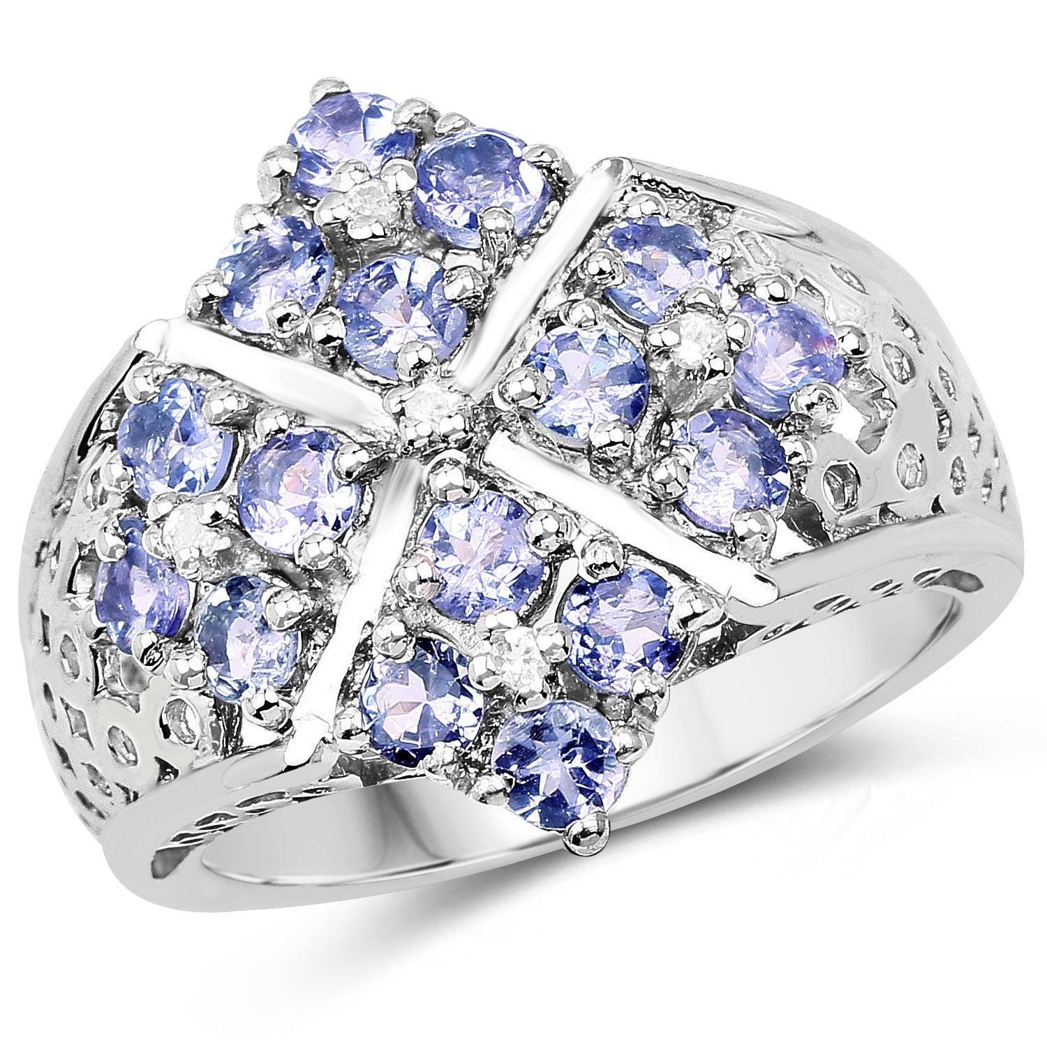 1.65 Carat Genuine Tanzanite and White Topaz .925 Sterling Silver Ring by Bids.com
