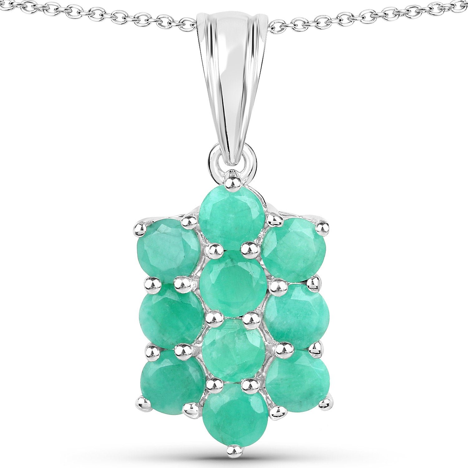 6.60 Carat Genuine Emerald .925 Sterling Silver 3 Piece Jewelry Set (Ring, Earrings, and Pendant w/ Chain) by Bids.com