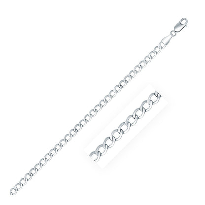 Rhodium Plated 3.7mm Sterling Silver Curb Style Chain by Bids.com