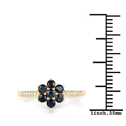 0.45 Carat Genuine Blue Sapphire and White Diamond 10K Yellow Gold Ring  DestGlow