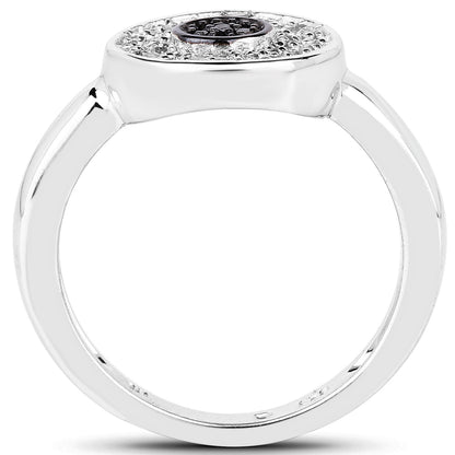0.20 Carat Genuine Black Diamond and White Diamond .925 Sterling Silver Ring by Bids.com