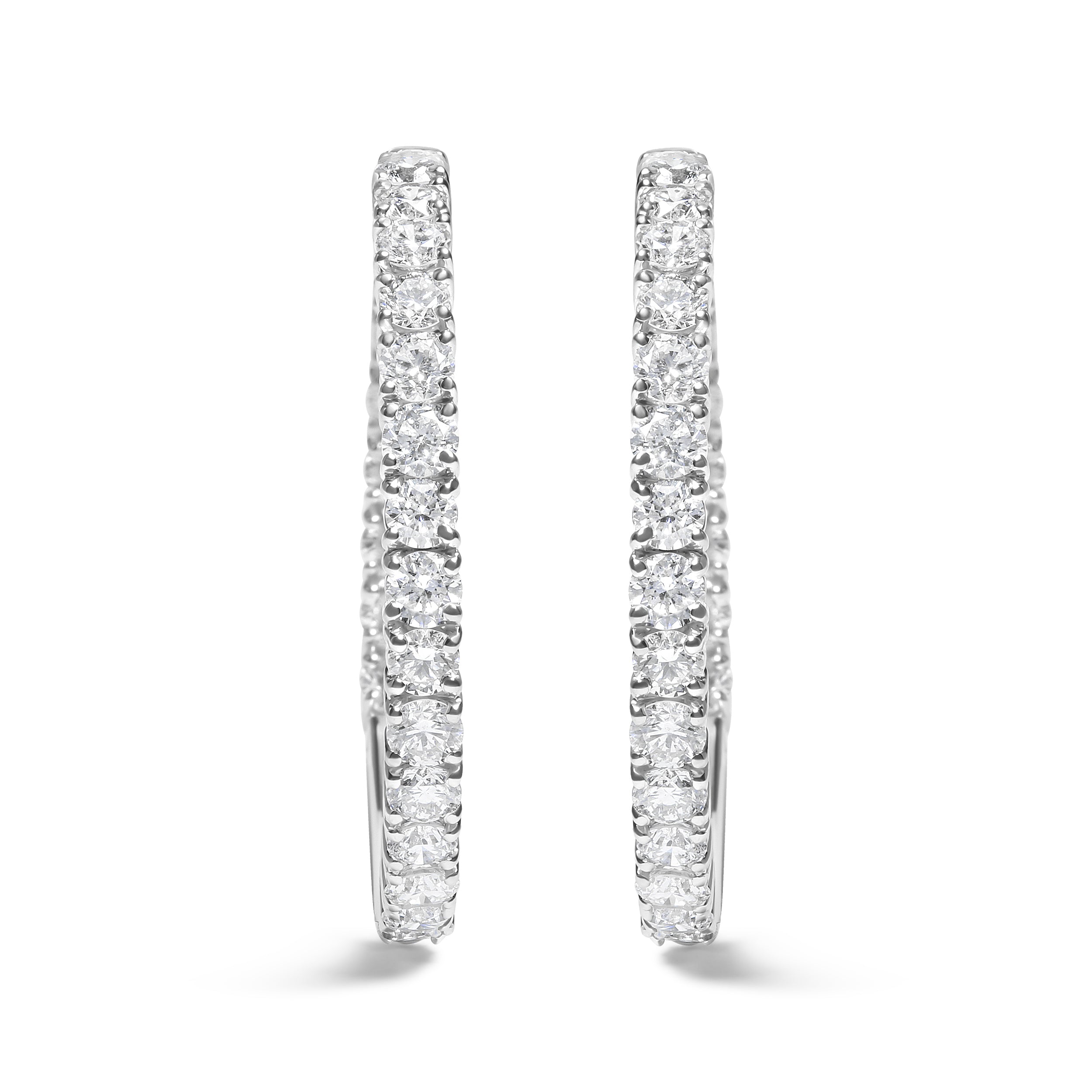 14K White Gold 5.00 Cttw Lab Grown Diamond Inside Out Hoop Earrings (F-G Color, VS1-VS2 Clarity) by Bids.com