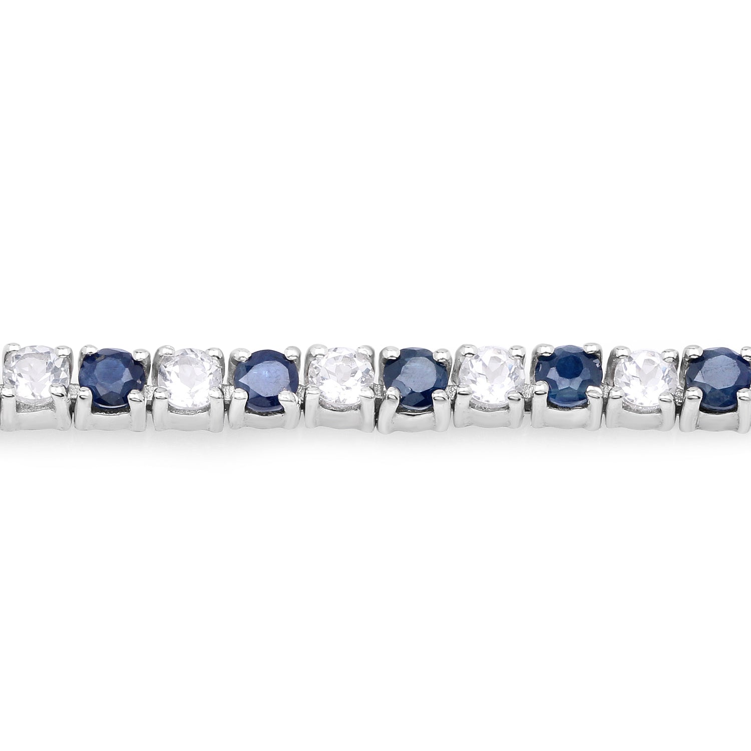6.87 ct. t.w. Blue Sapphire and White Topaz Bracelet in Sterling Silver by Bids.com