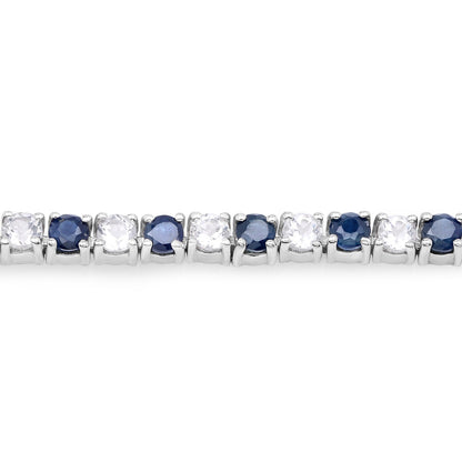6.87 ct. t.w. Blue Sapphire and White Topaz Bracelet in Sterling Silver by Bids.com