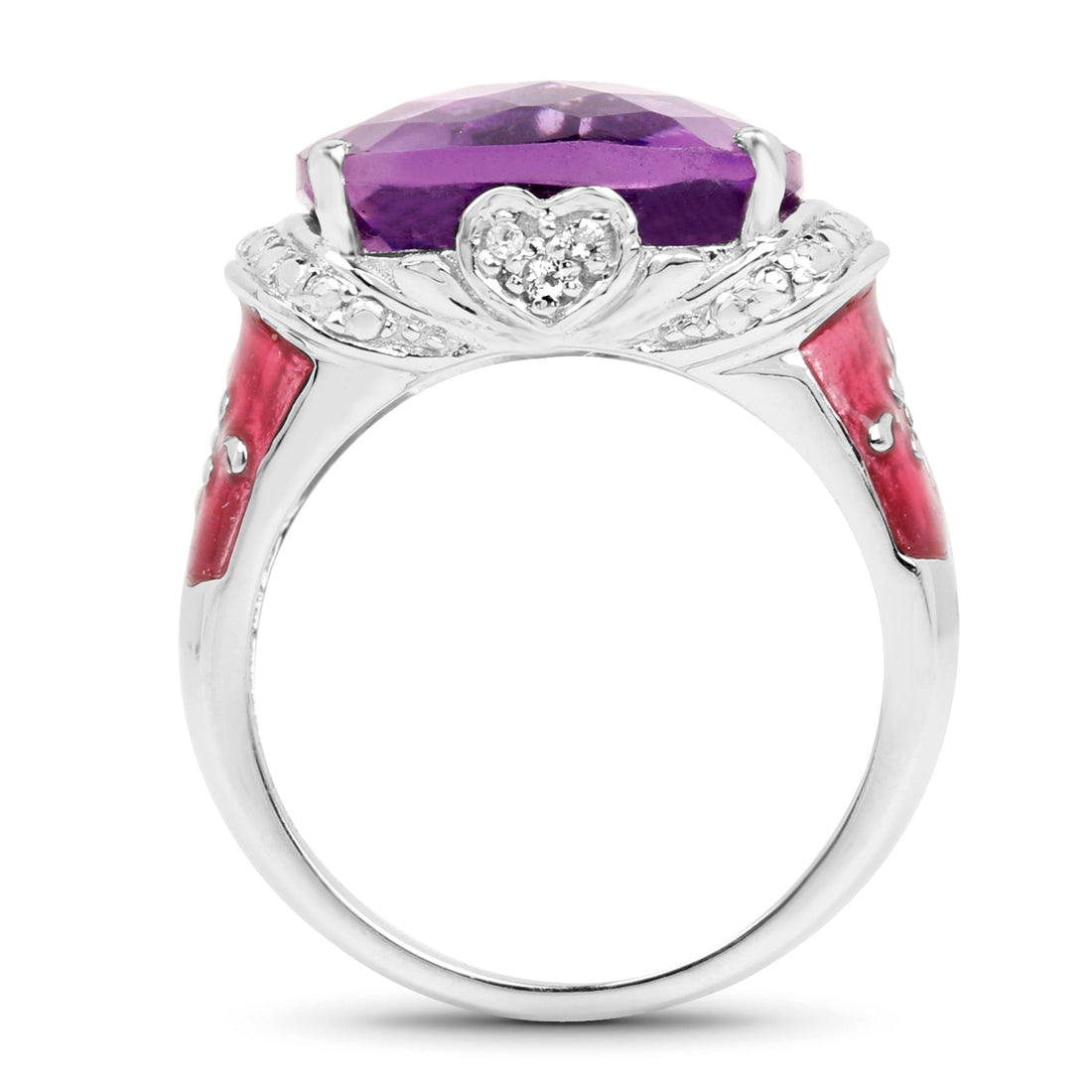 8.86 Carat Genuine Amethyst &amp; White Topaz .925 Sterling Silver Ring by Bids.com